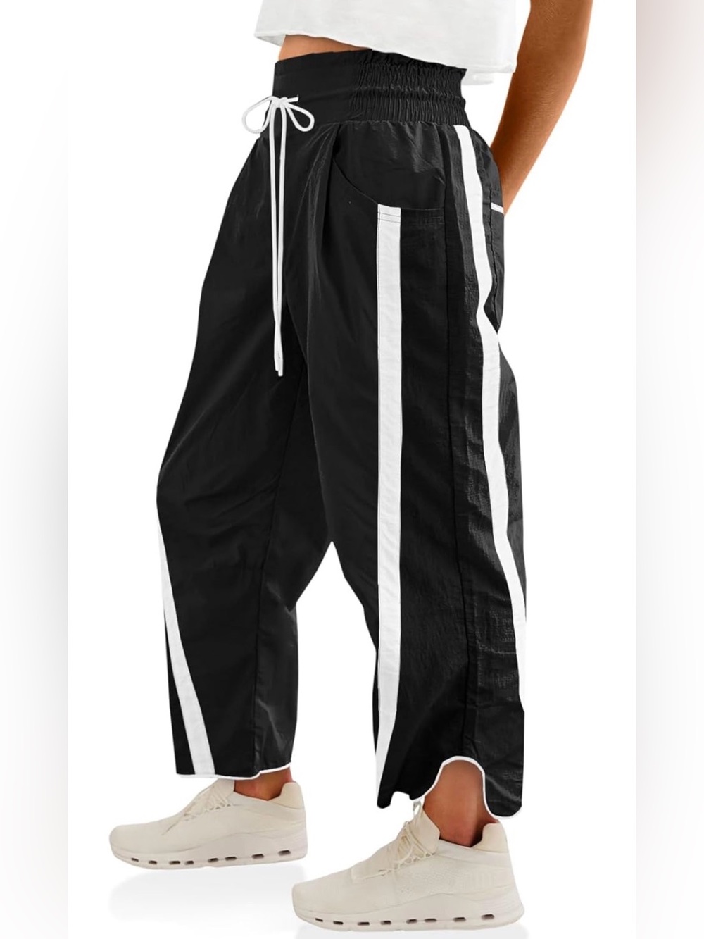 Wide Leg, 7/8 Length, Trendy B+W Track Pants - NWOT